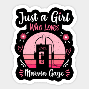 Just A Girl Who Loves Marvin Gaye Retro Headphones Sticker